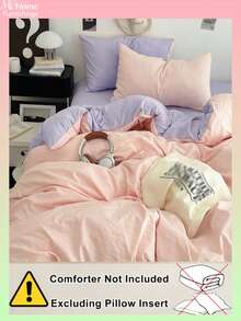 3 Stücke Set Bettwäsche in Hellrosa & Hellviolett, beinhaltet 1 Bettbezug & 2 Kissenbezüge, weich & bequem, in verschiedenen Farben erhältlich, geeignet für Studentenwohnheime, einfache & modische Heimdekoration, weich & gemütliches Schlafzimmer Bettwäsche-Set, maschinenwaschbar, ohne Füllung