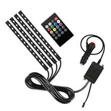 Bộ 4 đèn LED dải nội thất ô tô 48 bóng, điều khiển từ xa và kích hoạt bằng âm thanh, phụ kiện trang trí xe hơi nhiều màu sắc theo nhạc, bộ đèn chiếu sáng gầm xe chống nước kèm sạc ô tô, 12V - A - Xem 13