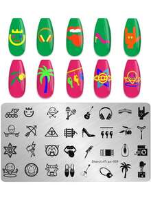 1pc Nail Art Templates Stamping Plate Design Flower Animal Rabbit New Year Nail Art Stamp Printing Stencil Stainless Steel