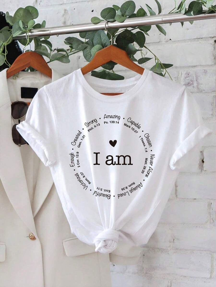Tiny Trove Kids Christian T-Shirt | "I Am" Bible Verse Graphic Tee For Boys & Girls 2-14 | Inspirational Faith Apparel | Soft Polyester Fabric | Church Wear, School Outfit, Easter Gift | Express Delivery - trắng - Xem 1