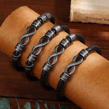 1pc Customizable Father's Day Gift, Dad Bracelet Engraved With Child's Name, Personalized Father Bracelet, Family Jewelry, Family Surname Bracelet, Husband Gift - Grey - View 2