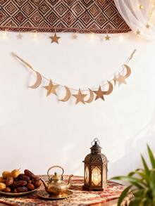 1pc Star & Moon Design Wall Hanging,Home Decor ,Room Decor,Wall Decor - Khaki - View 4