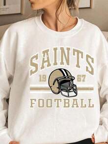 Hoodies For WomenNew Orleans Saints Vintage Football Sweatshirt, Retro Hoodie, Sain (2)2025Loose And Comfortableed Hardy Clothes Tops - 白色 - 查看 1