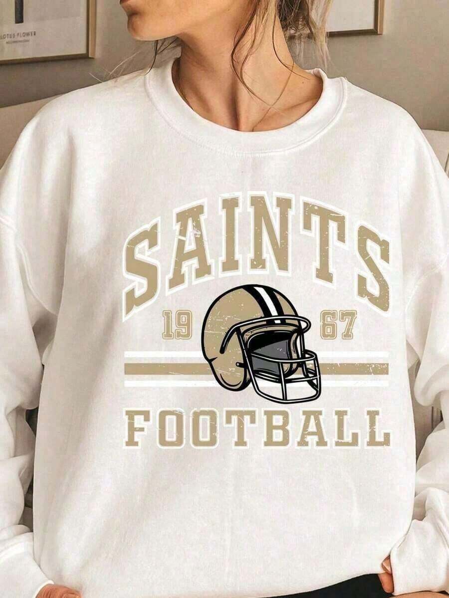 Hoodies For WomenNew Orleans Saints Vintage Football Sweatshirt, Retro Hoodie, Sain (2)2025Loose And Comfortableed Hardy Clothes Tops - 白色 - 查看 1