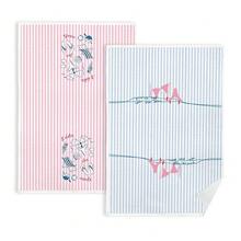 Blue And Pink Striped Summer Kitchen Towels Set Of 2, Preppy Coastal Beach Dish Tea Towels For Kitchen Decor, Meet Me At The Beach Decorative Hand Towels For Bathroom, 16x24 Inch - Khăn tắm biển mùa hè màu xanh dương - Xem 2