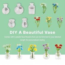Cute Mini Vase Magnets For Fridge, Tiny Plant Glass Vases With Flowers, Magnetic Refrigerator Decor For Kitchen, Office, Locker (5 Pack) - 5 - 查看 3