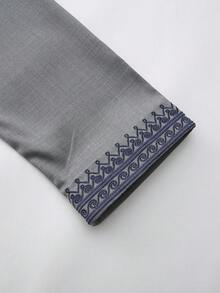 Moroccan Men's Robe, Long Sleeve Embroidered Stand Collar Zip Design, Fashionable Men's Arabic Festival Traditional Clothing