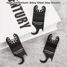 3pcs Oscillating Multi-Knife Hook Blades - Twin-Hook Design For Soft Material Cutting, Roofing Shingles, PVC Carpet & Cardboard, Steel Construction, Compatible With Most Multi-Tool Saws, Roofing Tool Accessories, Sleek Metallic Finish, - Black - View 10