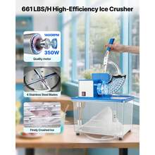 Trituradora de hielo comercial de 661 lb/h, máquina eléctrica para hacer conos de nieve, hielo raspado, color azul - Azul - Ver 2