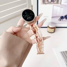 Elastic Beaded Watch Band Compatible With Samsung Galaxy Watch 8 40mm 44mm & Galaxy Watch 8 Classic 46mm, Crystal Stone Bracelet Strap, Stretchy No Clasp Women Jewelry Style Replacement Wristband