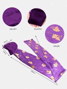 1pc Women's Gold Foil Mesh Long Tail Headscarf Wrap, Suitable For Prayer, Evening Party, Daily Use Hair Sleep Cap - Multicolor - View 2