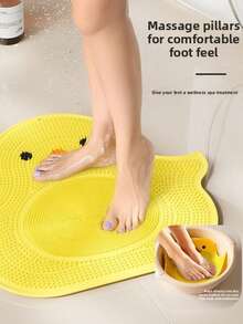 Yellow Duck Foot Massage Bath Mat, Anti-Slip Massage Back Pad, Bathing Foot Massager, Duck Shaped Bathroom Floor Mat - Multicolor - View 4