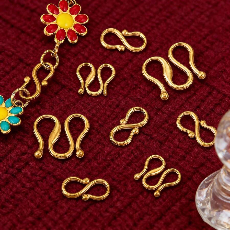 10个不锈钢S/M扣，镀金龙虾扣，用于DIY珠宝制作 - 連接器 - 查看 1