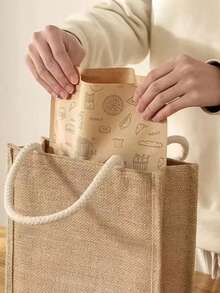 50个装防油纸袋包装烘焙纸甜点三明治汉堡包装袋厨房配件 - 棕色 - 查看 10