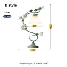 Elegant Floral Table Lamp With Glass Shade - Bedside Nightstand Lamp For Small Desk Bedroom Living Room - 1包 - 查看 6