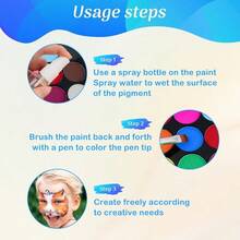 Face Painting Kit, Activated Face Paint Makeup Set, Includes 18 Color+15 Color Face Paint Makeup Palette And Multiple Makeup Tools. Halloween, Cosplay Makeup. - Default - View 8