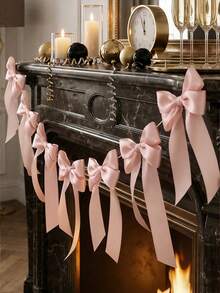 6/12/24pcs Double Layer Bow Decorations, Satin Ribbon Bow Christmas Tree Ornaments, Pink Ballet Style Bow Ribbon Decorations, Christmas Tree Bows, Christmas Decorations, Best Gift For Girls, Home Decor, Christmas Ornaments, Room Decor - Multicolor - View 10