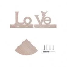 Estante de esquina flotante de madera rústica con diseño de letras para pared, ideal para San Valentín, cocina, dormitorio y baño. - Caqui - Ver 6