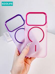 Magnetic TPU 1pc Colorful Contrast Thin Magnetic Phone Case, Semi-Transparent Matte PC+TPU Material, Independent Buttons, Full-Body Shock-Proof Protective Cover, Compatible With IPhone 17/17 Pro/17 Pro Max Spring Gift - Hot Pink - View 8