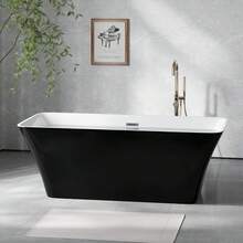Freestanding Bathtub 67 Inch Black And White Acrylic Tub, Deep Soaking Modern Bathtub For Bathroom Remodel And Spa Relaxation - Black - View 1