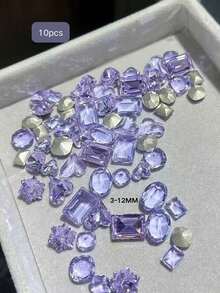 10颗新款美甲饰品K9水晶水钻，紫色超闪亮美甲贴纸，水滴尖底水钻，美甲装饰，DIY美甲水钻，美甲配件，美甲用品，美甲宝石 - 彩色 - 查看 7