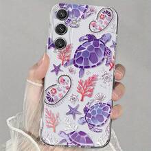 Funda de Teléfono Transparente Suave con Patrón de Tortuga Oceánica para Samsung Galaxy S25/S24/S23/S22/S21 Ultra, Plus, FE y A10/A12/A13/A14/A15/A16/A20/A22/A23/A24/A25/A30/A33/A34/A35/A52/A53/A50/A54/A72/A73/M10S - Multicolor - Ver 4