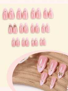 24 Móng Giả Ngắn Hình Hạnh Nhân Màu Trắng Kiểu Pháp Viền Vàng Nơ Vàng Đầu Nhọn Nghệ Thuật Móng Tay Dễ Thương Hợp Kim Mạ Chrome Móng Giả Acrylic Dán Gel Làm Móng Nghệ Thuật Bộ Dụng Cụ Làm Móng Nghệ Thuật (Kèm: Một Miếng Gel Thạch và Giũa) Thích Hợp Cho Móng Tay Hàng Ngày Của Phụ Nữ Khi Hẹn Hò Dự Tiệc - Nhiều màu - Xem 3