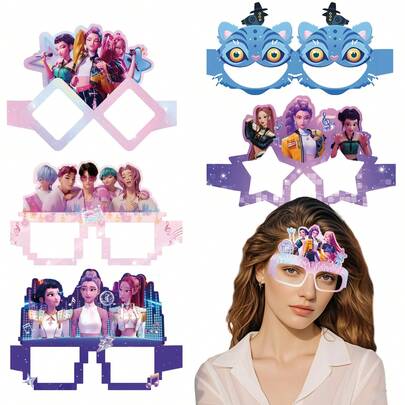 New K-POP Themed Party Supplies, Witch Hunter Party Decorative Glasses, Cartoon Witch Hunter Shaped Photo Booth Props Glasses, Great Gift For Family And Friends