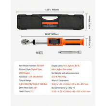digitaler Drehmomentschlüssel Set mit 3/8 Zoll Antrieb (6,7–135 Nm) 72 Zähne ±2 % präziser elektronischer Drehmomentschlüssel mit voreingestelltem Wert & LED-Benachrichtigung Autoreparatur - 0-100 Ft-Lb LCD 3/8 5 Typen - Übersicht 7