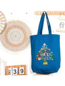 EstiloTendenciaKit De Bordado Para Bolsa De Lona Con PatróN Para Principiantes. Kits De Manualidades De Bordado DIY Para Adultos. Incluye Instrucciones, Dedal, Bastidores De Bordado E Hilos De Colores (CR002 Jinxiumixiang)Calidad PremiumVersióN Mejorada - CR002 Árbol de Navidad, Azul Oscuro - Ver 8