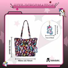 Official Tokidoki Tote Bag With Unicorno Keychain, Cartoon Canvas Bag Handbag Large Capacity Shoulder Bag For Women Girls - Đỏ - Xem 2