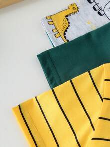 3pcs Boys' Dinosaur Print T-Shirts - Short Sleeve Summer Outfit, Featuring Dinosaur Graphic Design, Crew Neck Casual Tees, Suitable For Birthday Party Celebration, Regular Fit, Fits Children Aged 4-7 Years, Spring/Summer Outdoor Series - Multicolor - View 7