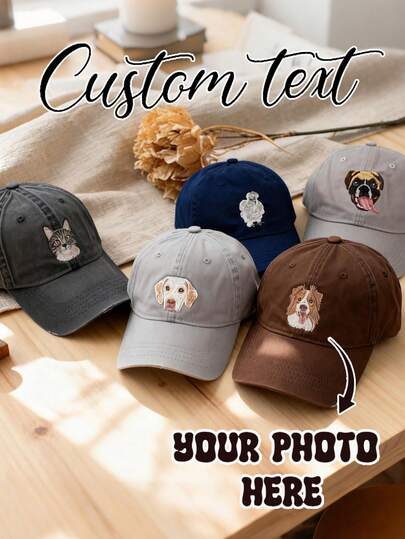 カスタマイズ可能 マルチカラー 英字 ユニセックス サンハット、ハットに任意の顔をプリント可能、パーソナライズ写真入り野球帽とオリジナルカスタマイズ野球帽、バレンタインデー、誕生日、ギフトに最適