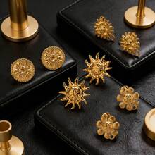 6-Piece Set Of 304 Stainless Steel 18K Gold-Plated Radiant Sun Earrings Findings Handcrafted Earrings Women's Stainless Steel Jewelry DIY Earring Accessories - Earrings - View 4