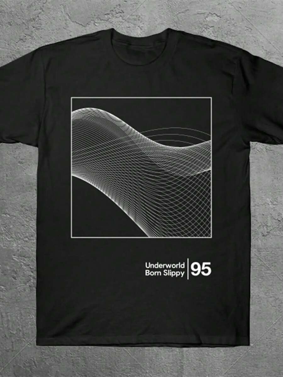 Underworld 'Born Slippy' Graphic T-Shirt - Men's And Women's T-Shirt, Anti-Shrink Cotton, Sizes S-3XL, Streetwear Regular Fit (S) - Born Slippy EG, Daily Casual Wear, Minimalist Design, Hot Stamping, Vintage Aesthetic, Durable Fabric - 黑色 - 查看 1