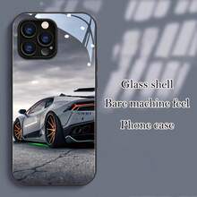 Funda de Teléfono con Patrón de Coche Deportivo, Cubierta Protectora de Vidrio Simple de Alta Gama, Compatible con  16/16 Pro/16 Pro Max,  15/15 Plus/15 Pro/15 Pro Max,  14/14 Plus/14 Pro/14 Pro Max,  13/13 Pro/13 Pro Max,  12/12 Pro/12 Pro Max,  11/11 Pro/11 Pro Max - Colores mixtos - Ver 8