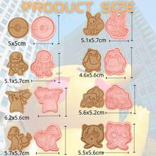 New Pokémon Cookie Cutter Mold, Plastic Material, 3D Cute Cartoon Pikachu Shape, Pressing Style Cookie Mold, Cookie Stamp, Kitchen Baking Pastry Mold - Multicolor - View 12