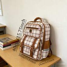 Large Travel Backpack, Business Laptop Backpack, Suitable For High School Students, Travel, School, Commute And Computer Use. New Fashion Large Capacity High-End Korean Style Casual Simple Lightweight Versatile Canvas Plaid Adjustable Shoulder Strap Shoulder Bag Handbag Tote Bag Backpack For Travel, Shopping, Dating Holiday , Vintage - Multicolor - View 10