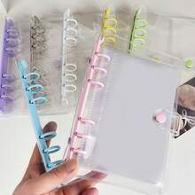 A6透明贴纸簿，活页夹封面，贴纸簿，封口贴，3D贴纸收纳，6孔PVC笔记本封面，DIY日记本 - 彩色 - 查看 2