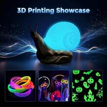 200g PLA Glow-In-The-Dark Blue Filament, 1.75mm, 500mm/S High-Speed Printing, Glow-In-The-Dark 3D Printing Filament Spool, Size Accuracy +/- 0.02mm, Excellent Luminous Effect, Durable, 3D Printing Filament Set, Halloween Christmas 3D Printing Filament - View 2