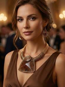 1 Set Handmade Exaggerated Woven Women's Necklace Jewelry Set, Suitable For Women's Party And Gathering Wear - Multicolor - View 1