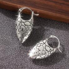 1 Đôi bông tai bằng đồng họa tiết hình học tối giản cổ điển, món quà hoàn hảo để đeo hàng ngày và dự tiệc, lý tưởng cho quà tặng dịp lễ. - Màu Bạc Cổ - Xem 3