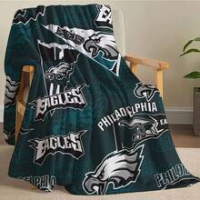 1pc Flannel Throw Blanket - Soft Eagles Philadelphia Team Logo Pattern Warm & Versatile For Naps, Camping, Travel & Home Decor The Perfect Gift For Your Partner On Valentine's Day 280gsm - 彩色 - 查看 6