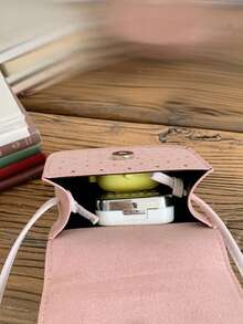 1pc Girls Polka Dot Bow PU Magnetic Closure Cute Mini Crossbody Bag, Suitable For Daily Use All Seasons