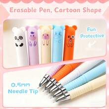 Five Erasable Gel Pens, 0.5mm Fine Erasable Gel Pens, Fun Printed Educational Pens, Back-To-School Essentials, Back-To-School Gifts, Everyday Use, Cute Erasable Gel Pens. - Bear Erasable Pens (5 Colors) - View 7