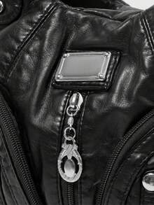 Grunge Punk New Punk Rock Chic Ladies Shoulder Tote Bag, Darkcore Motorcycle Handbag For Women, New Fashionable Big Bags For Women - 黑色 - 查看 4