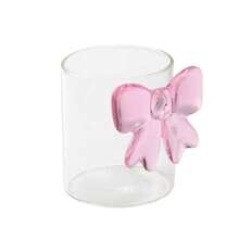 1个粉色玻璃杯，带3D蝴蝶结，耐热硼硅酸盐玻璃杯，适用于冷热饮，可重复使用的多功能咖啡牛奶水杯，仅限手洗，高品质家居装饰，摄影道具，节日、生日、派对的理想礼物，咖啡吧配件，无把手ins风高雅少女饮水杯香槟杯。 - 粉色 - 查看 6