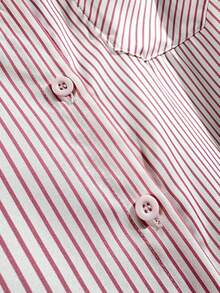 Women's Solid Color Pocket Embroidery Button Casual Shirt Summer - Baby Pink - View 7