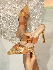 French Niche Design Pointed Toe High Heel Mule Sandals For Women, Spring/Summer