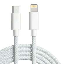 1/4 件 20W 3.3 英尺/100 厘米 Type-C 转 Lightning 尼龙编织数据线，兼容 14 13 12 11 Pro Max XR XS X 8 7 6 Plus SE/iPad，高速快速充电线 - 彩色 - 查看 16